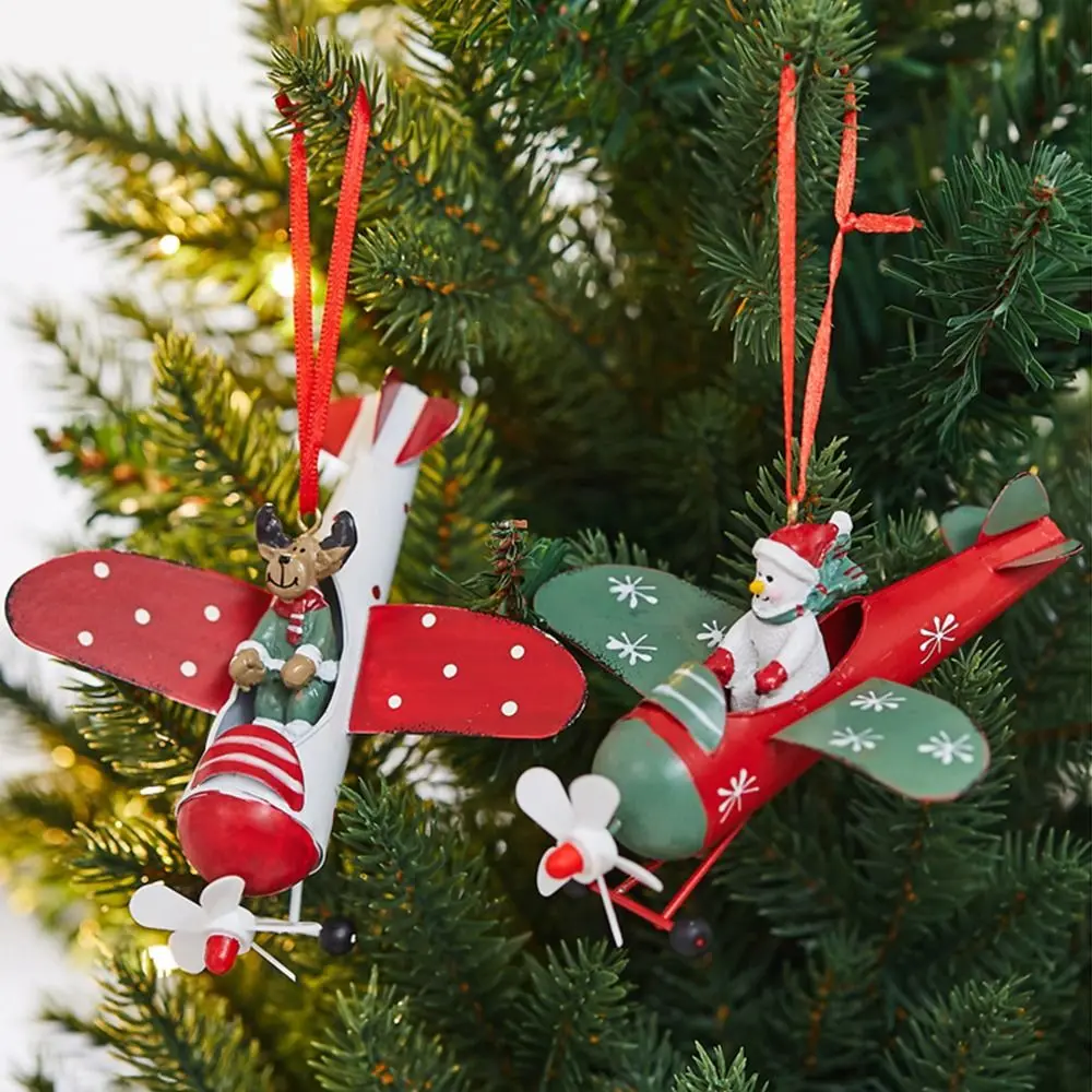 New Santa Clasu Christmas Hanging Decoration Mailbox Santa Claus Airplane Christmas Tree Ornament Pendant Cute Xmas Decor