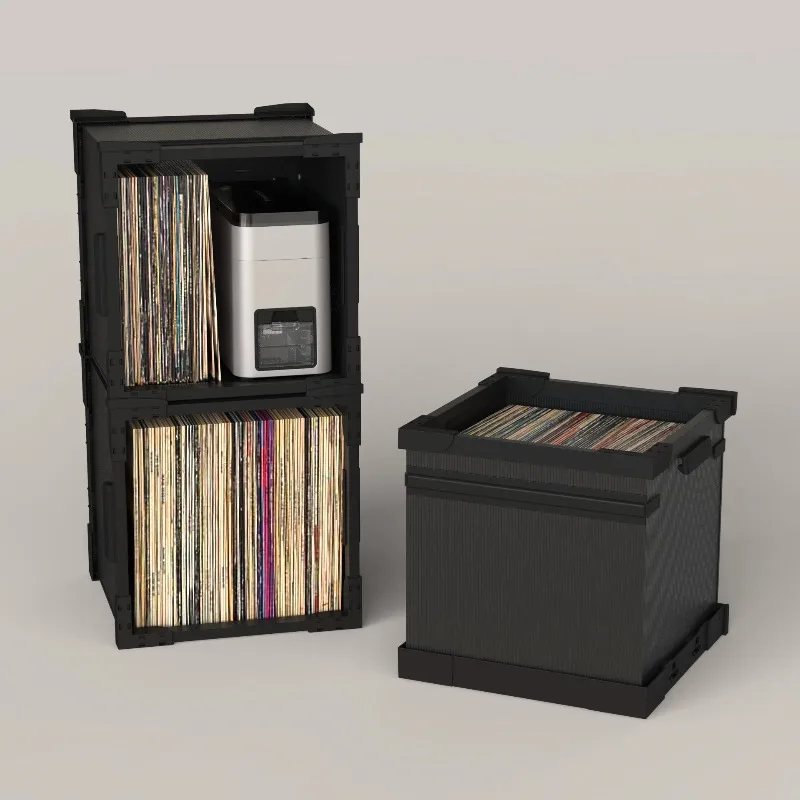 Vintage Style LP Record Display Organizer, Solid Wood Storage Shelf for Vinyl Albums and CDs, Retro Music Cabinet for Home Decor view 2