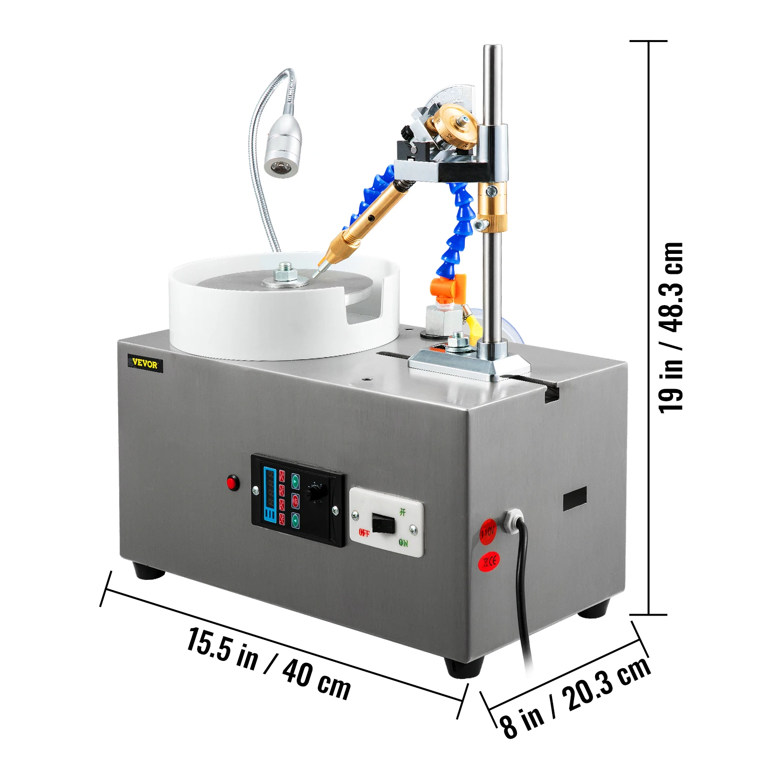 VEVOR 180W Gem Faceting Machine con manipolatore sfaccettato Led Light Water Pump 2800RPM Flat Gemstone Processing Jade Angle Polisher