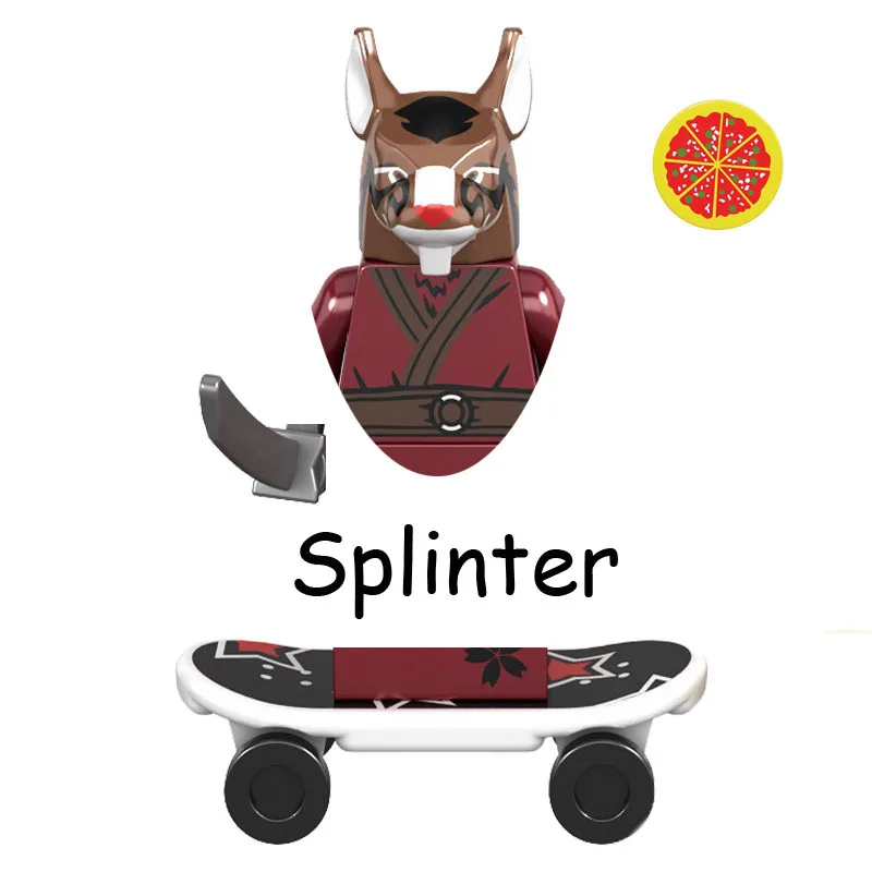 بيع كبير!!! سلاحف النينجا مايكل أنجلو دوناتيلو ليوناردو رافائيل مع نموذج تزلج بيتزا ألعاب مكعبات شخصيات الحركة للأطفال