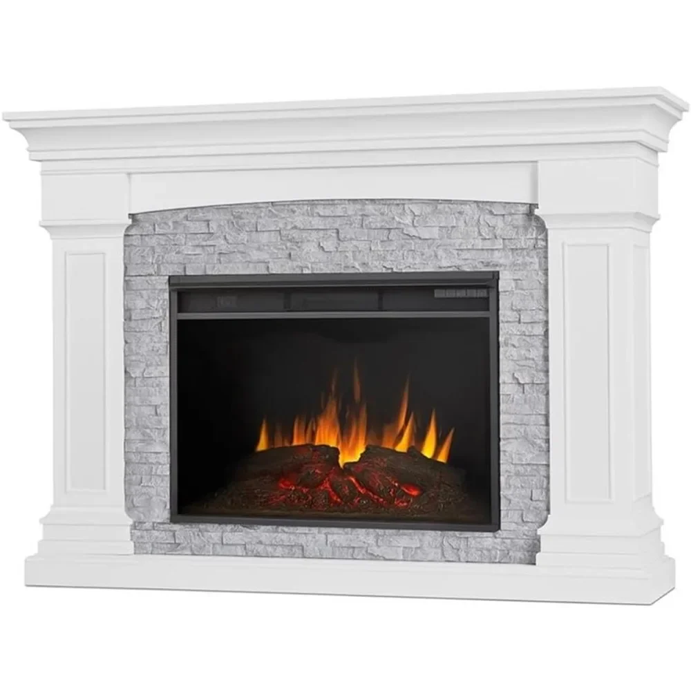 

Deland Grand Electric Indoor Fireplace with Remote Control, Realistic Infrared Fireplace with Heater