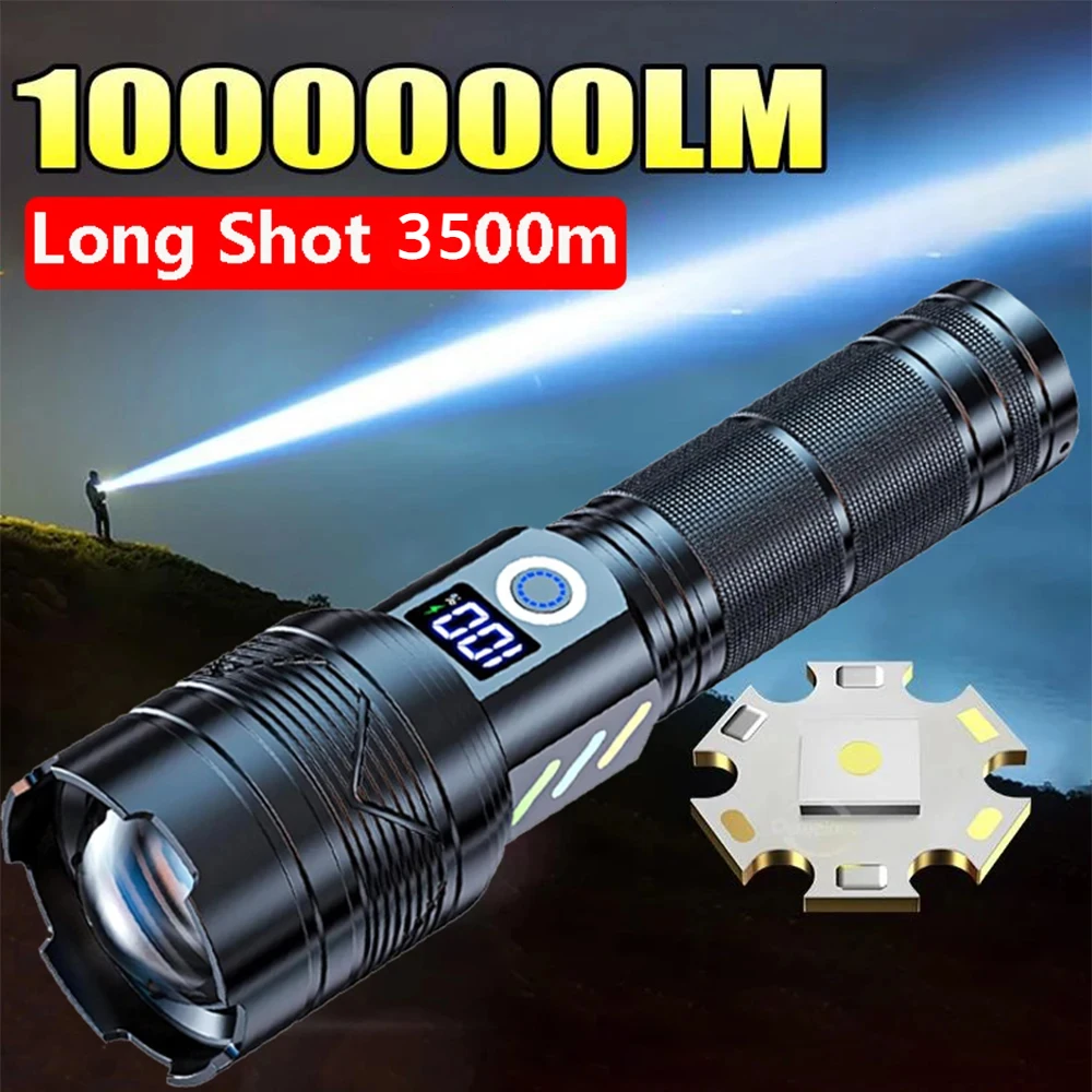 

Strong Light LED Flashlight USB Rechargeable Tactical Flashlight with Power Display Outdoor Telescopic Zoom Camping Lantern