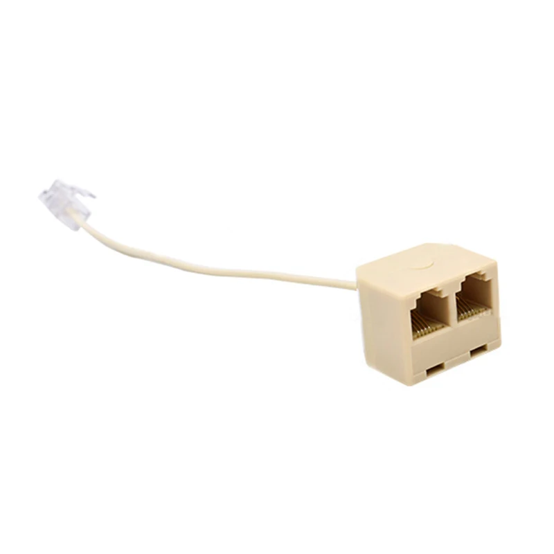RJ11 6P4C 1 إلى 2 سلك محول الهاتف إيثرنت محول الحبل الثابت ذكر إلى أنثى التوصيل فاصل 1 في 2 خارج كابل الخائن