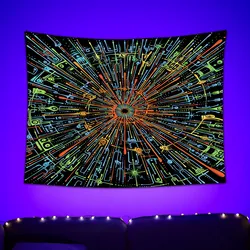 Black Light Tapestry UV Reactive Psychedelic Hippie Decor Wall Hanging for Bedroom Dorm Indie Room