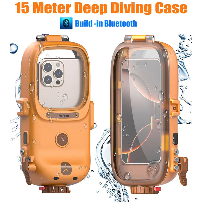 

Bluetooth селфи 15-метровый водонепроницаемый чехол для глубокого дайвинга и плавания для iPhone Samsung Huawei Xiaomi OPPO VIVO телефоны общего размера