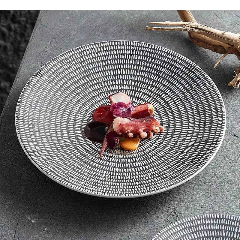 Raindrop Ceramic Shallow Plate Steak Dessert Snack Sashimi Plates Molecular Cuisine Specialty Tableware