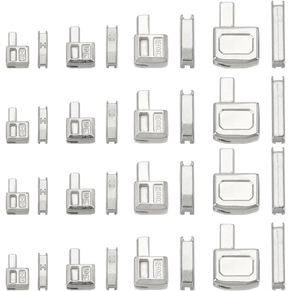 16 Sets 4 Styles Clothing Accessories Zinc Alloy Zipper Repair Accessories 3#5#8#10# Insert Box and Pin Fix Retainer Platinum