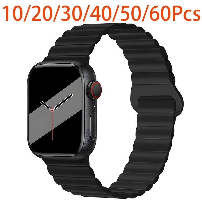 10-60Pcs Magnetic Strap For Apple Watch Bands 45 38 49 40 42 41mm Silicone Sport Bracelet iWatch Series ultra 9 6 5 7 8