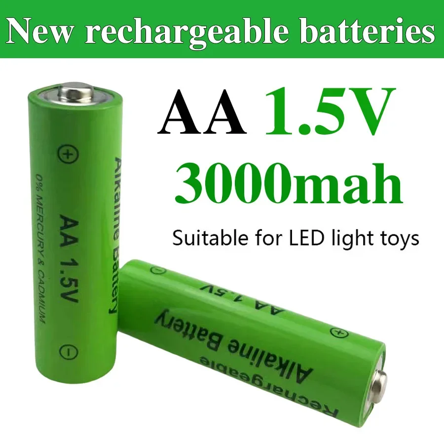 1-2pcs New AA Rechargeable Battery 1.5V 3000mah Alkaline Batteries for Remote Control Electronic Toys LED Light Shaver Radio