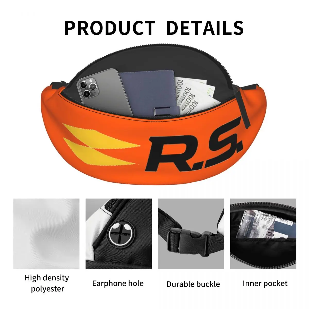 Rs Race Fanny Pack Vrouwen Heren Casual Motorsport Racen Crossbody Heuptas Voor Wandelen Telefoon Geld Zakje