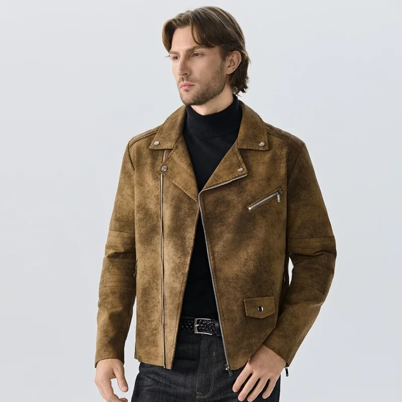 

Autumn New Men Black Biker PU Leather Coat Korean Fashion Men Pu Leather Streetwear Casual Blazer Jackets Male Outerwear 5897