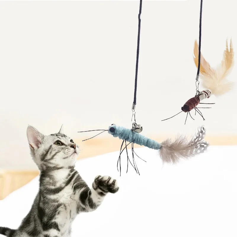 Cat Toy Feather Cats Sticks Interactive Cat Toy Steel Wire Butterfly Toys for Cats Teasing Self Hi Kitten Toys Pet Products