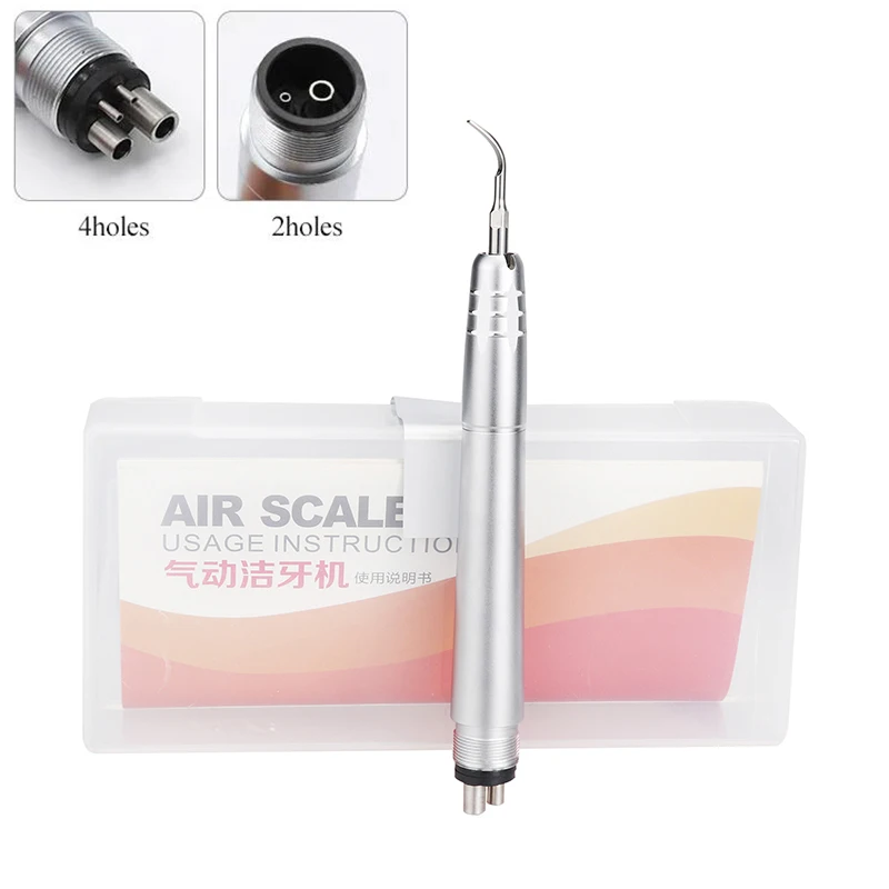 

2/4 Hole Dental Ultrasonic Air Scaler Pneumatic Scaler Handpiece Tooth Cleaning Whitening Cleaner Dental Equipment with 3 Tips