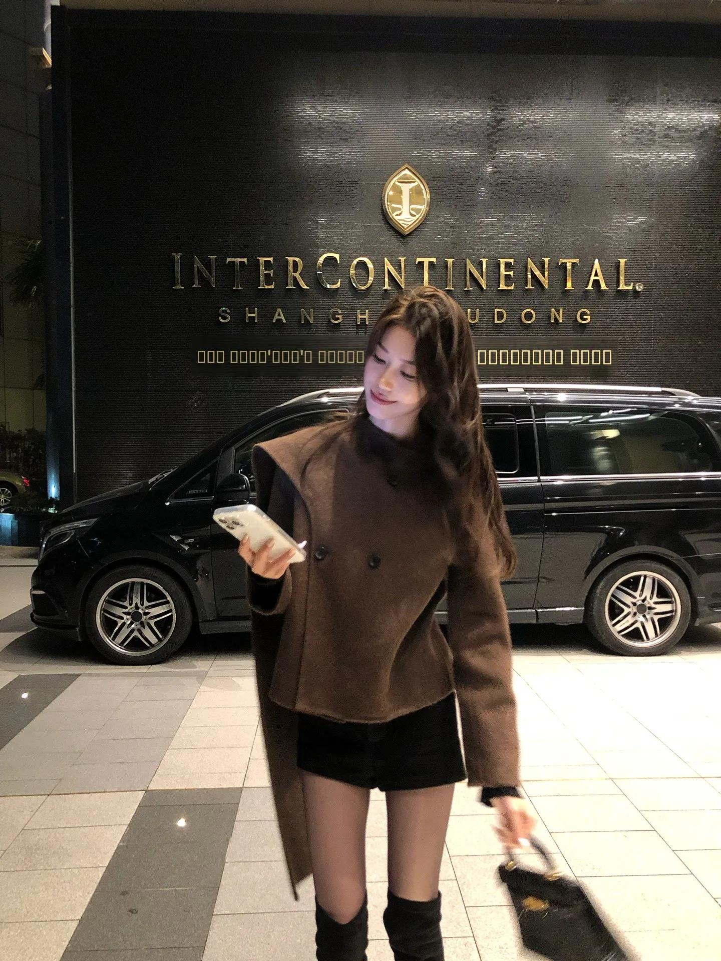 

Hechenxi Double-sided Woolen Coat Women's ort Top Coffee Color Lapel Design Autumn Winter New Sle Vintage Straight Cut