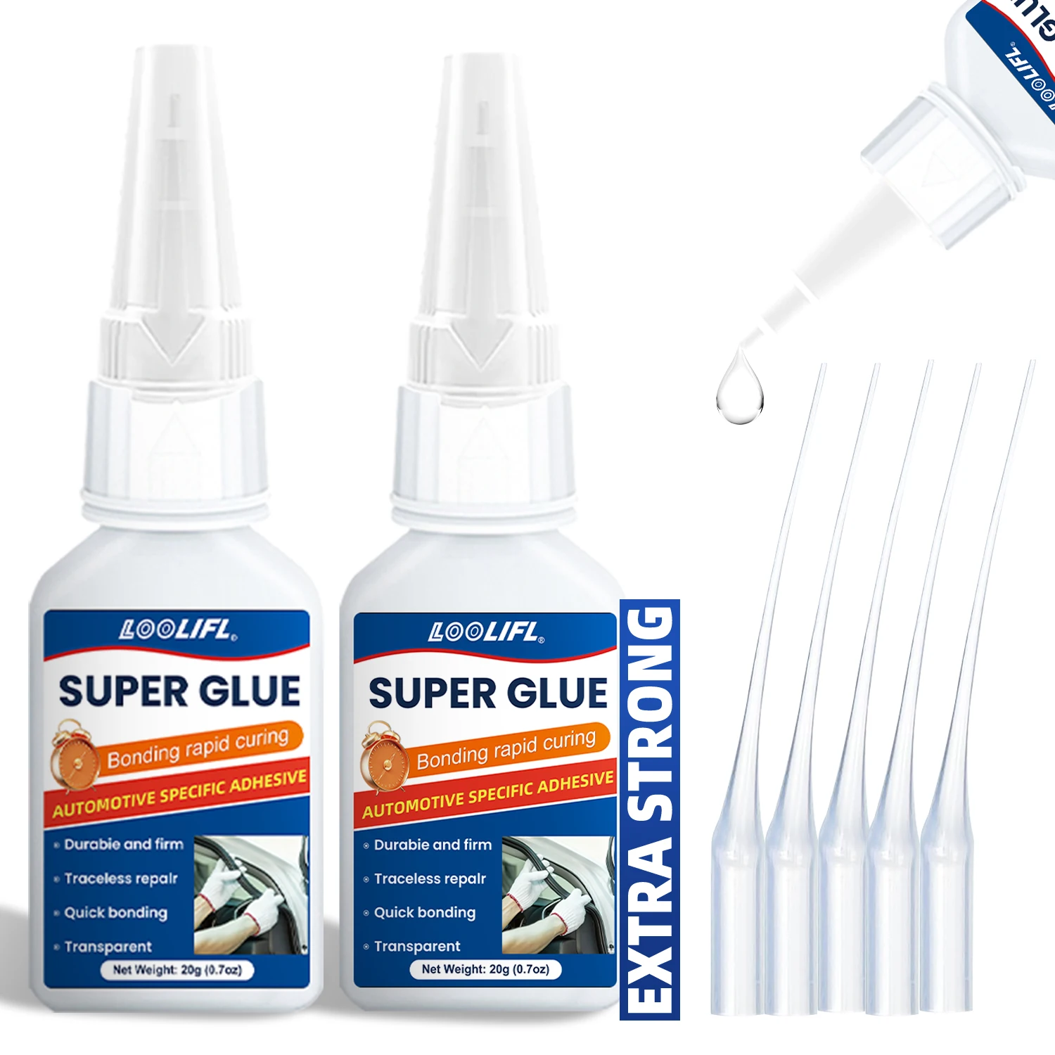 1-7pcs LOOLIFL Instant Strong Super Glue Universal Superglue Mighty Instant Glue for Resin Ceramic Metal Glass Fast Dry Glue