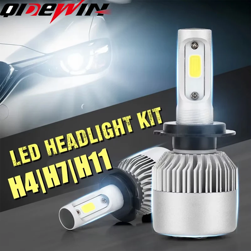 Car S2 Headlight Bulbs LED H1 H7 H4 9005 9006 Auto 75W 8000LM 6500K No Error Lamp Low High Beam 9-36V For lights