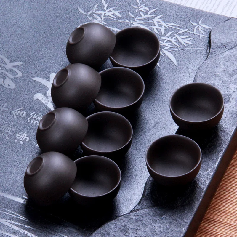 2pcs/lot zisha tea cups purple clay cup 30ml yixing cup pu er tea tools kungfu tea cup gift drink tea tool