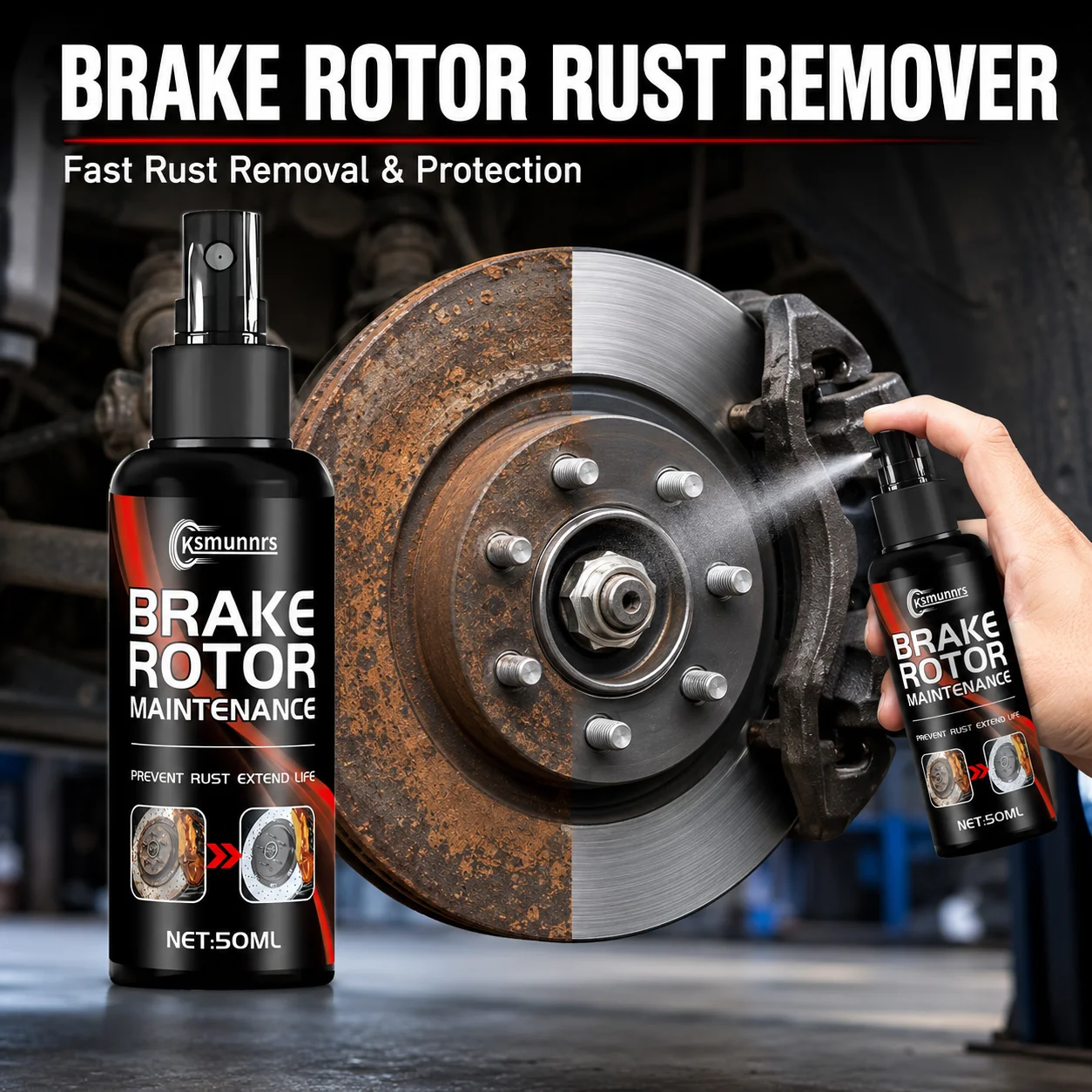 Powerful Rust Remover Spray, Rust Stain Cleaner for Metal Tools, Cars, Kitchen, Garage and Metal Surface Restoration