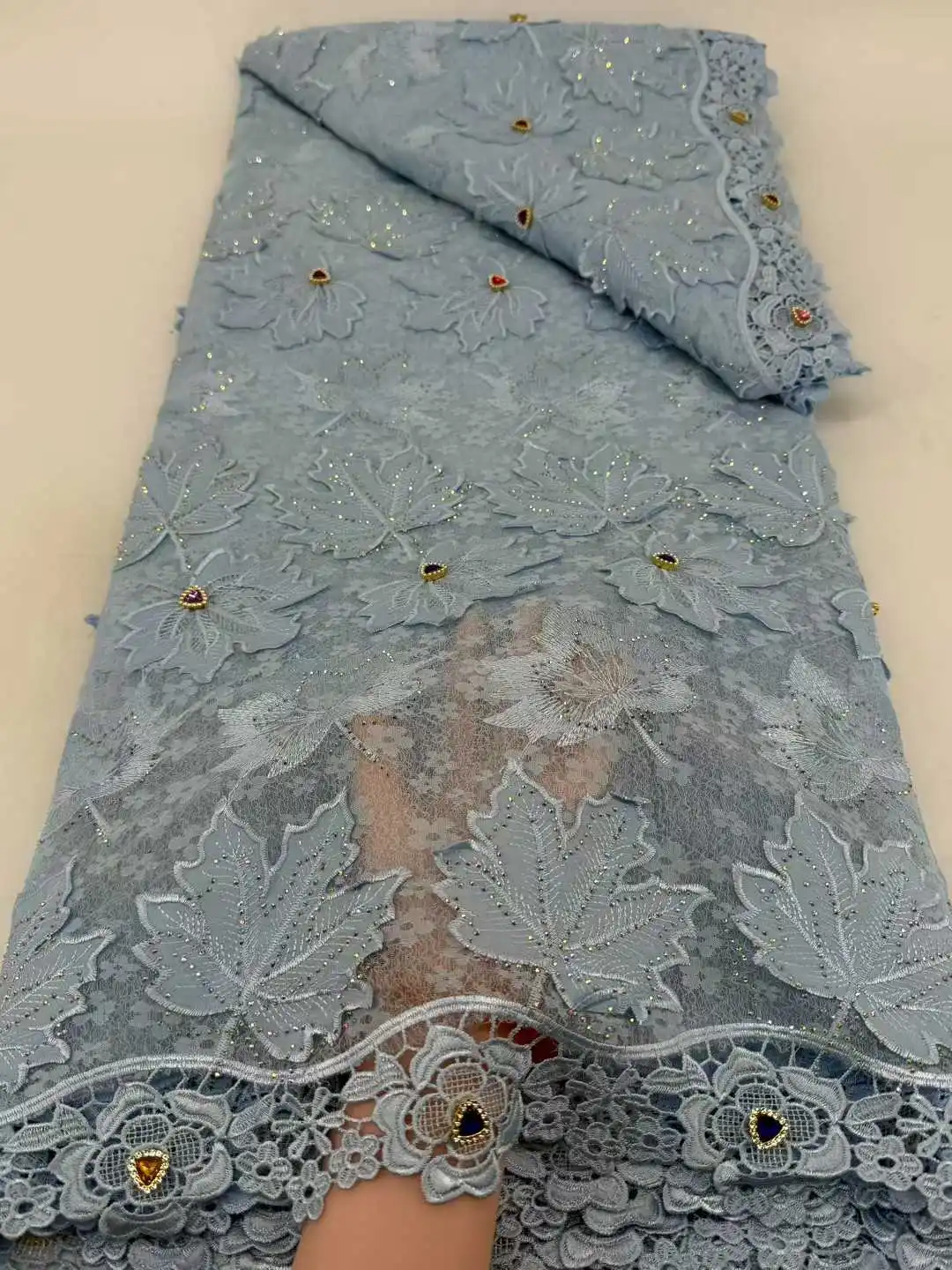 신부를 위한 기퓌르 시폰 튤 레이스 원단, 비즈와 스팽글이 있는 나이지리아 아프리카 스타일, 웨딩 파티용, 최신 2025 핫 세일