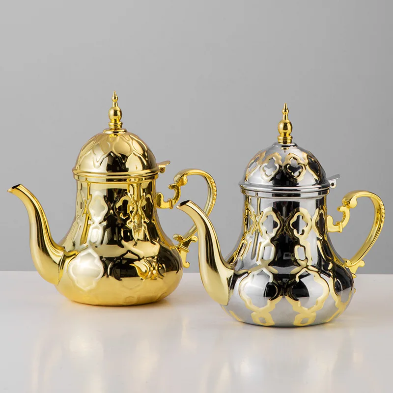 

1.4L Stainless Steel Middle East Teapot Arabic Coffee Pot Kettle Golden Silver Tea Pot Mocha Pot Coffee Server