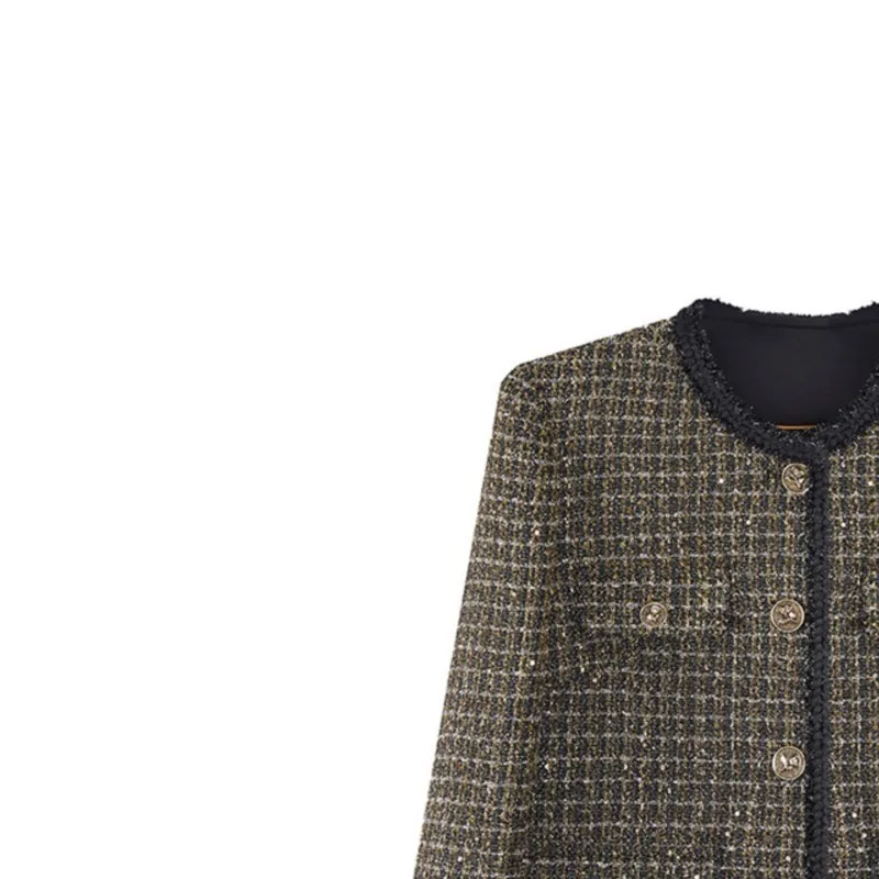 Brown little Fragrance Short Jacket Spring/Fall socialite braided tweed top