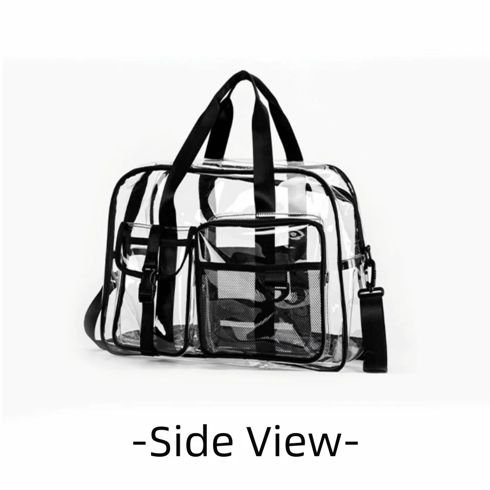 Solid Color Large Capacity PVC Waterproof Bag Clear PVC Transparent Gym Bag Zipper Handheld Travel Duffle Daily Travel