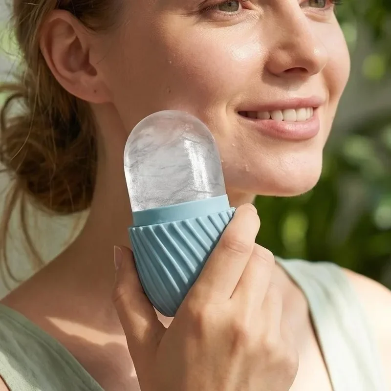 Herramienta de Masaje Facial de Silicona Portátil con Rejilla de Hielo para el Cuidado de los Poros Faciales - Molde de Hielo Compacto para Terapia de Belleza de la Piel