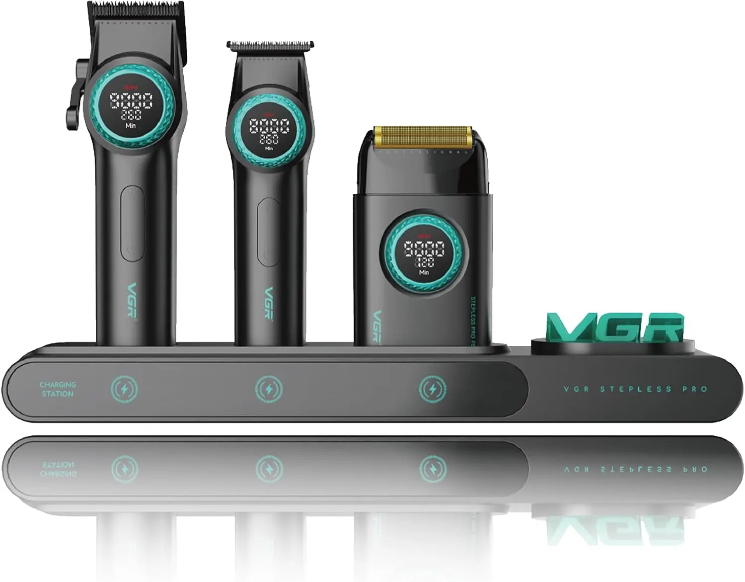 Black 3-in-1 Barber Kit Including Clipper, Trimmer, and Foil Shaver