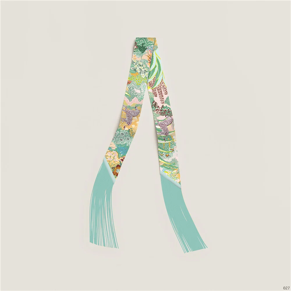 Luxury Style Tassel Silk Scarf Female Decoration Long Bag Ribbon Hair Belt Hot Selling Small Scarves Neck 130x5CM