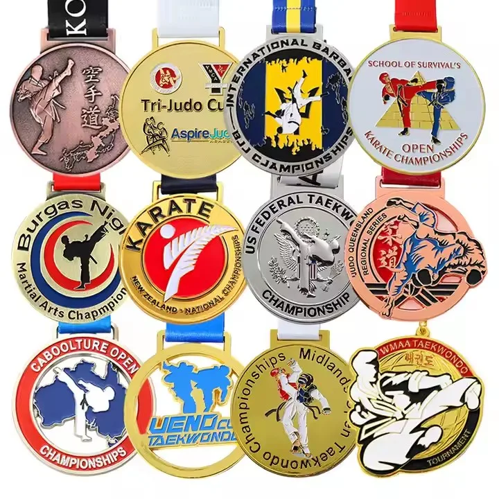 

Wholesale Zinc Alloy Metal Medal Gold Enamel Kung Fu Taekwondo Karate Medal 2d 3D Boxing Wkf Bjj Jiu Jitsu Judo Sport Medals