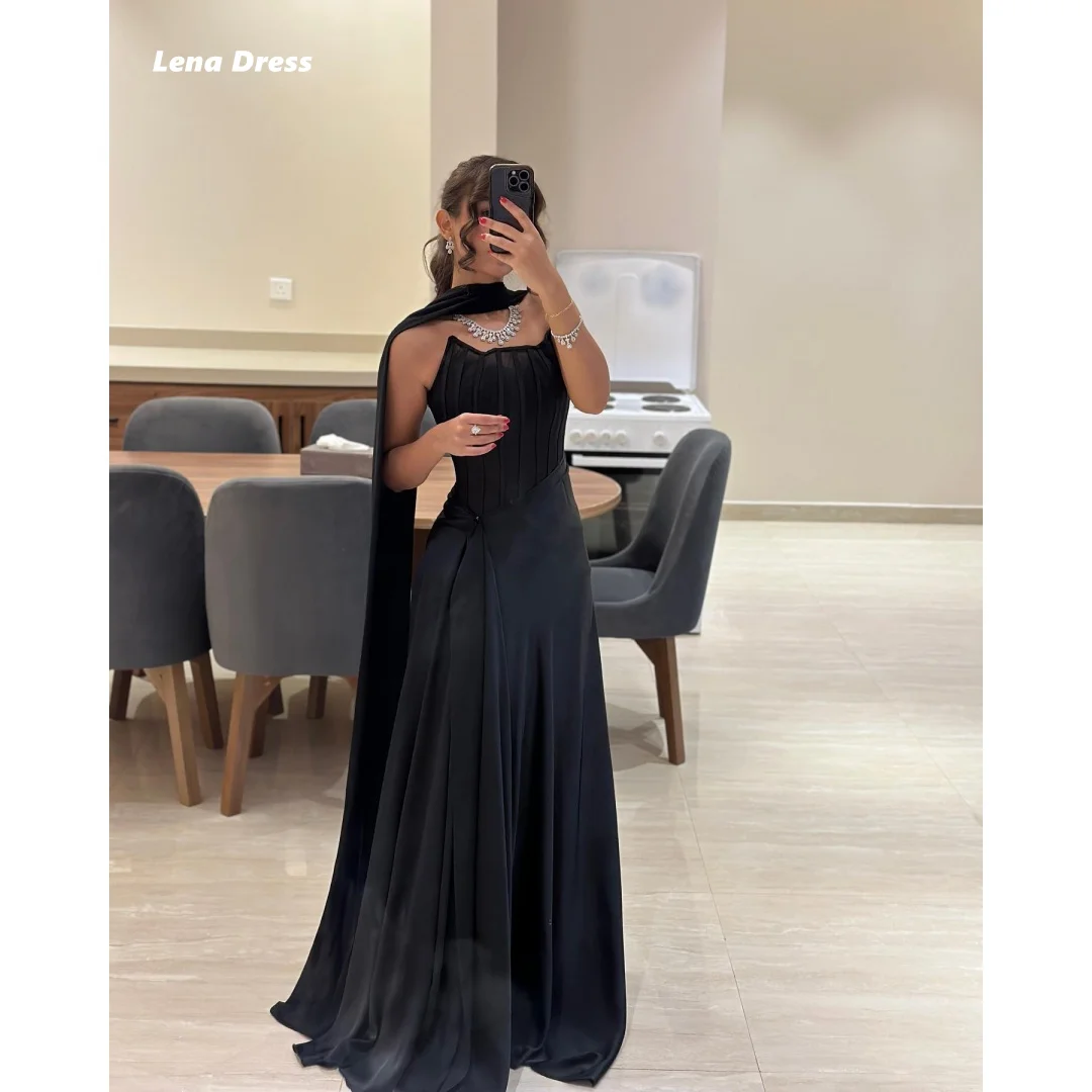 

Lena Black Prom Dresses 2025 Luxury Prom Dress 2025 Sleeveless Robe Soiree Customized Wedding Evening Dress Woman Shawl Chiffon