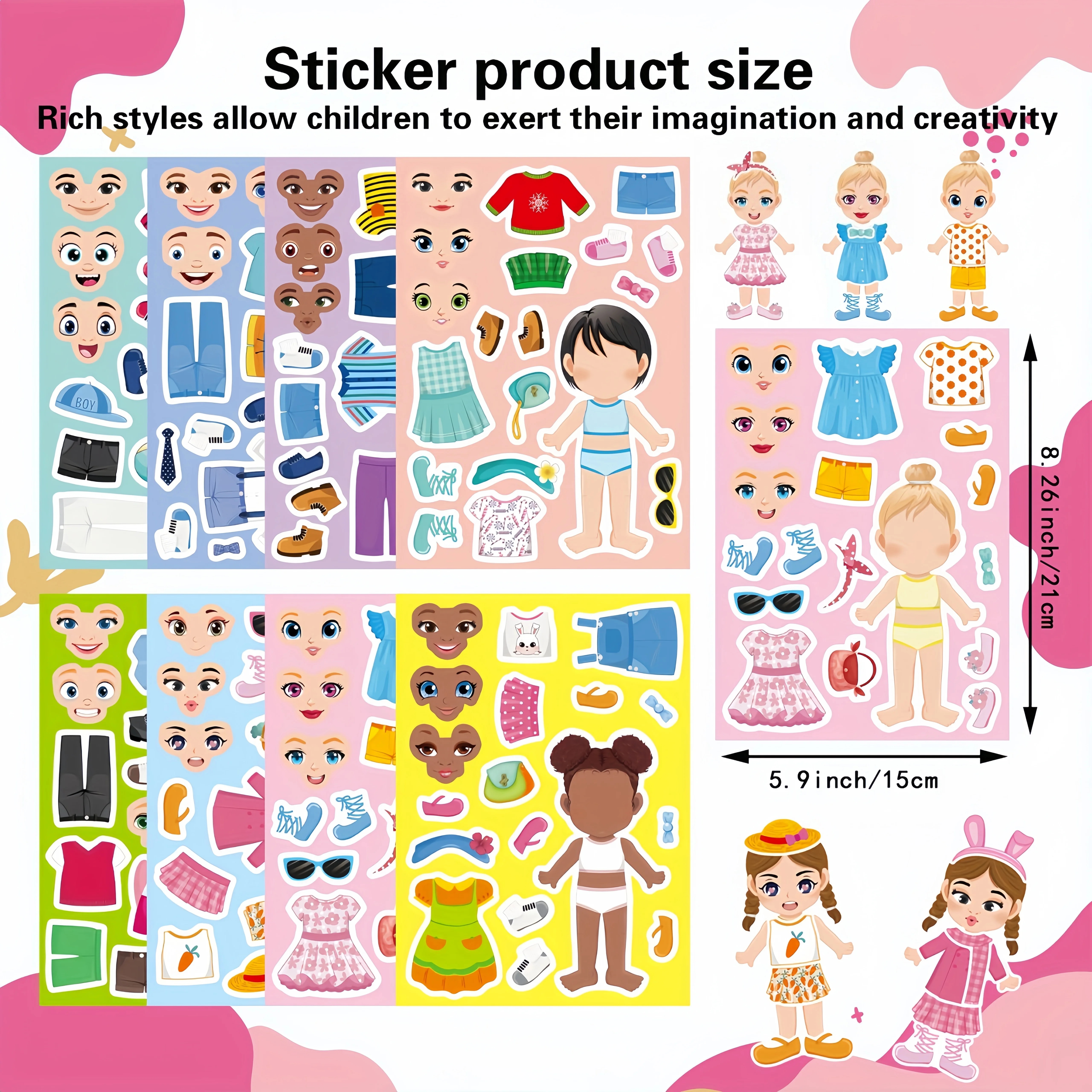 

1 набор из 16 детских наклеек для переодевания, наклейки, которые помогают формировать у детей навыки одевания, интерактивные развивающие наклейки для самостоятельного изготовления, для совместных занятий родителей и детей! Подарки на Хэллоуин, Рождество,