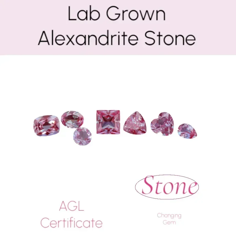 Lab Grown Alexandrite Stone Multiple Cuts Available High Quality Eco-Friendly Color Changing Gem Selectable  Certificate