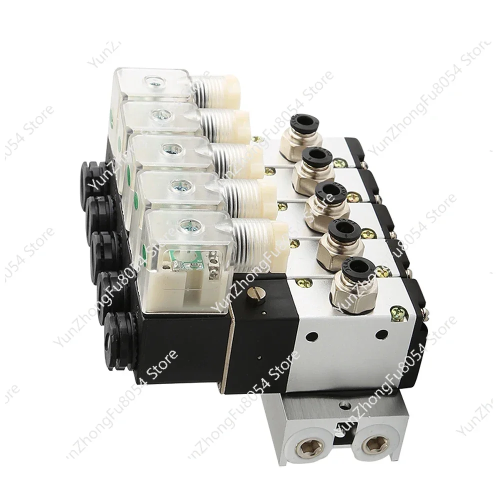 

220V 24V Multi Option 3V210-08 Pneumatic Solenoid Valve Block With Muffler Fitting Base Manifold 2/3/4/5/6 Row 3 Port