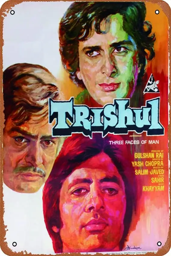 Trishul - Amitabh Bachchan - Hindi Movie Poster - Tallenge Bollywood Poster Collection Metal Tin Signs Room Wall Decor Sign 8x12