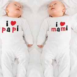 I Love Papi Mami Baby Babygrow Sleepsuit Baby Coming Home Outfit Newbron Shower Gift I Love Abuelo Abuela Boy Girl Sleepsuit
