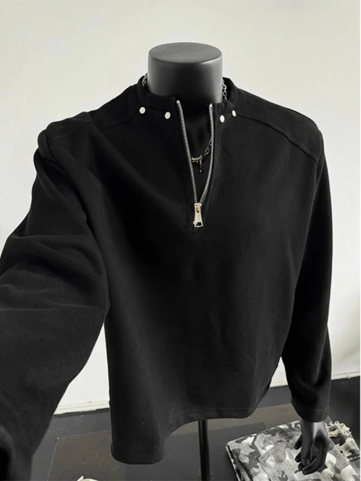 

Bla Fce Lined Hoodie Men's Winter Street Sle Nail Design ort Sve T-irt Warm Thiened Long Sve Sweatirt
