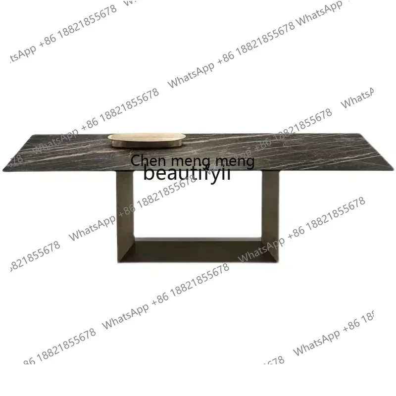 ss7486 SSItalian imported rock slab light luxury designer dining table and chair combination Nordic rectangular dining tableNew