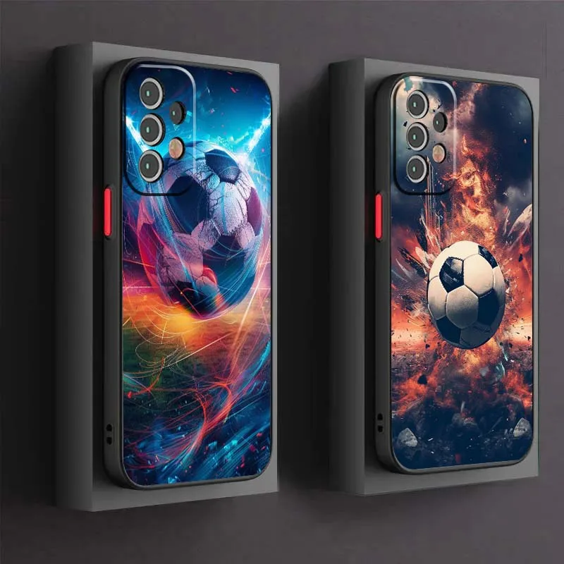 

Creative Football Design For Samsung A73 A72 A71 A55 A54 A53 A52 A51 A35 A25 A15 A14 5G Frosted Translucent Phone Case