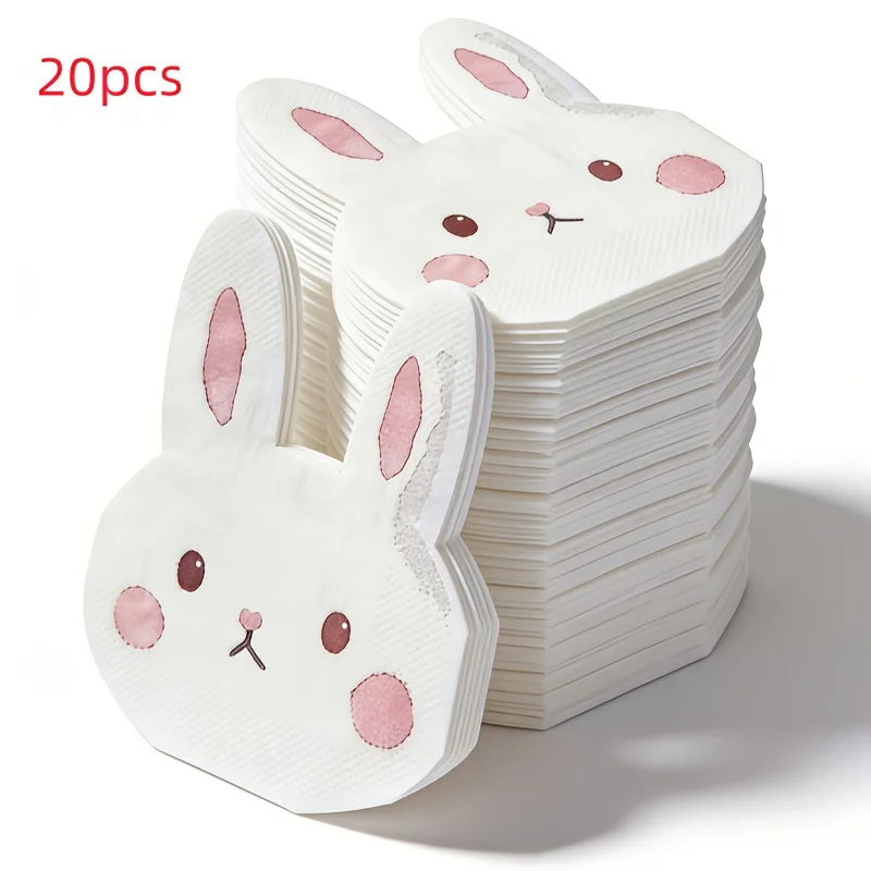 Happy Easter Bunny Napkins Easter Eggs Napkin Disposable Dinner Napkin Paper Spring Easter Party Supplies Table Decorations