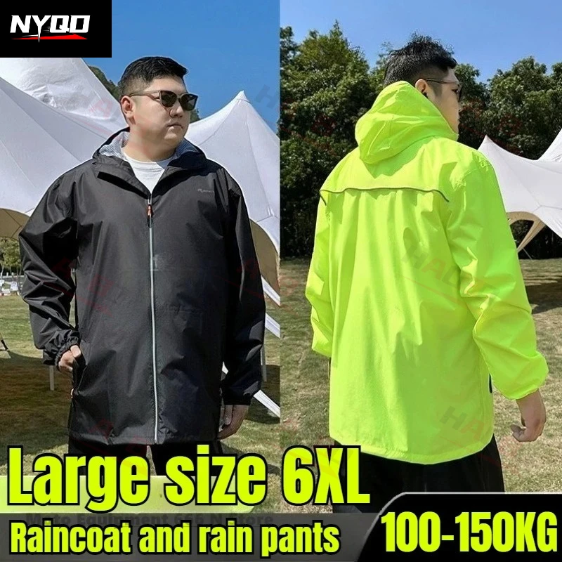 6XL Adult Waterproof Raincoat Suit Large Size For Summer Unisex Motorcycle Raincoat Lightweight Breathable Outdoor Rain Wear
