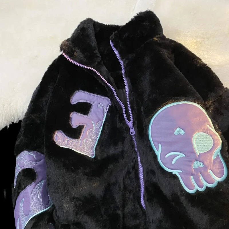 سترة ريترو هاري لامب المخملية للنساء سترة قطنية فضفاضة كاجوال بسحاب