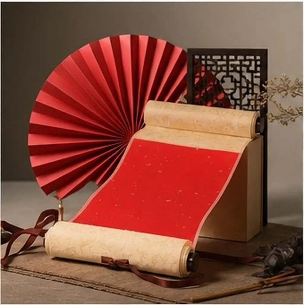 Blank Calligraphy Scroll Xuan Paper Wooden Rods for Chinese Painting Art Practice Hanging Scroll Wall Decoration