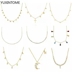 925 Sterling Silver Clavicle Chain Star Moon Romantic Valentine's Day Gift Necklace for women Fashion Wedding Party girl Jewelry