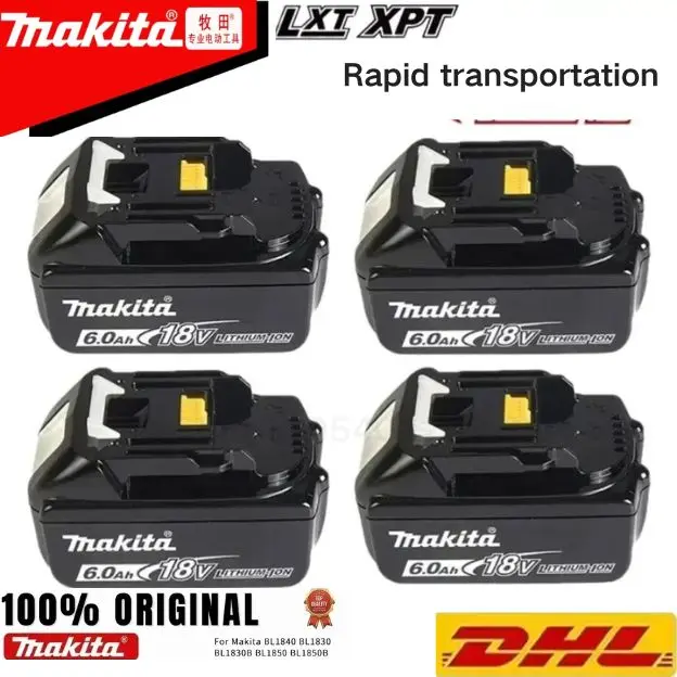 Genuine 18V 9.0Ah 6Ah 5.0Ah Makita Battery Original Li-Ion Rechargeable Battery，for Makita BL1890 BL1850 BL1860B DDF487+charger