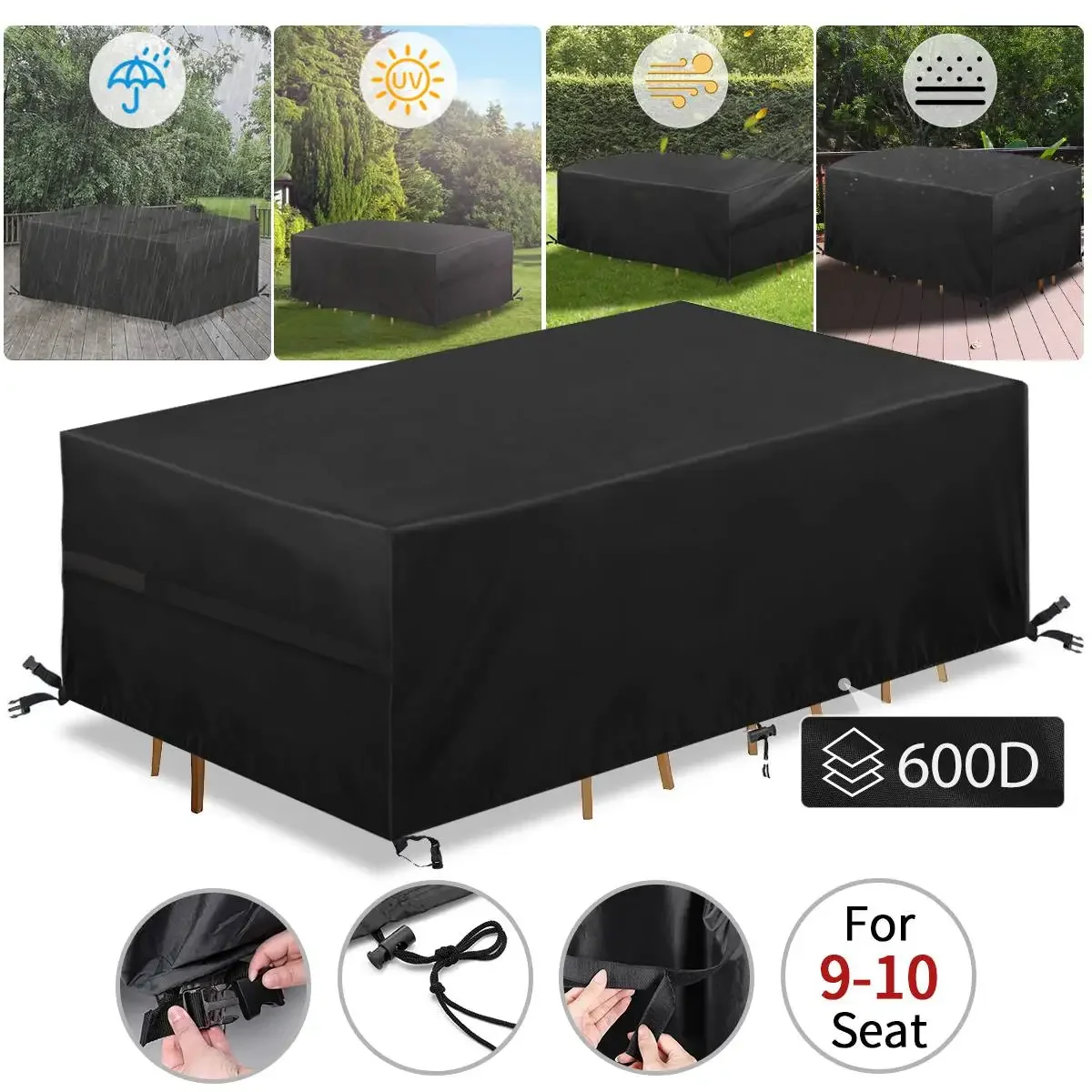 600D Waterproof Furniture Protection Cover Garden Patio Outdoor Table Chair Rainproof Cover for Garden Furniture Accessories