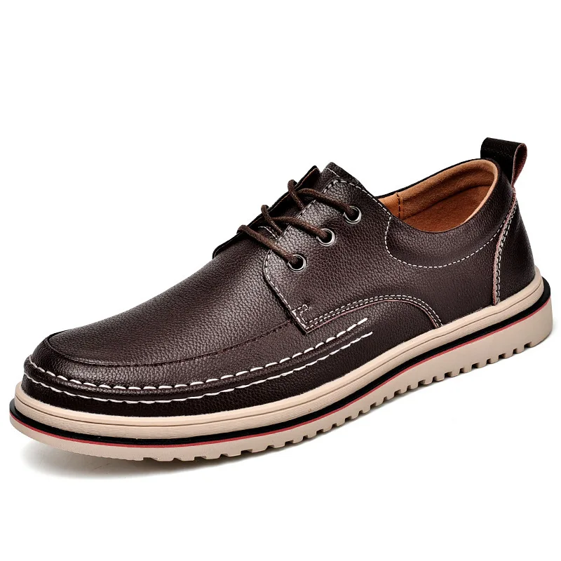 Genuine Leather Casual Business Shoes for Men Flats Leather Footwear Men's Leisure Derby Shoe Businessmen Dress Formal Loafer
