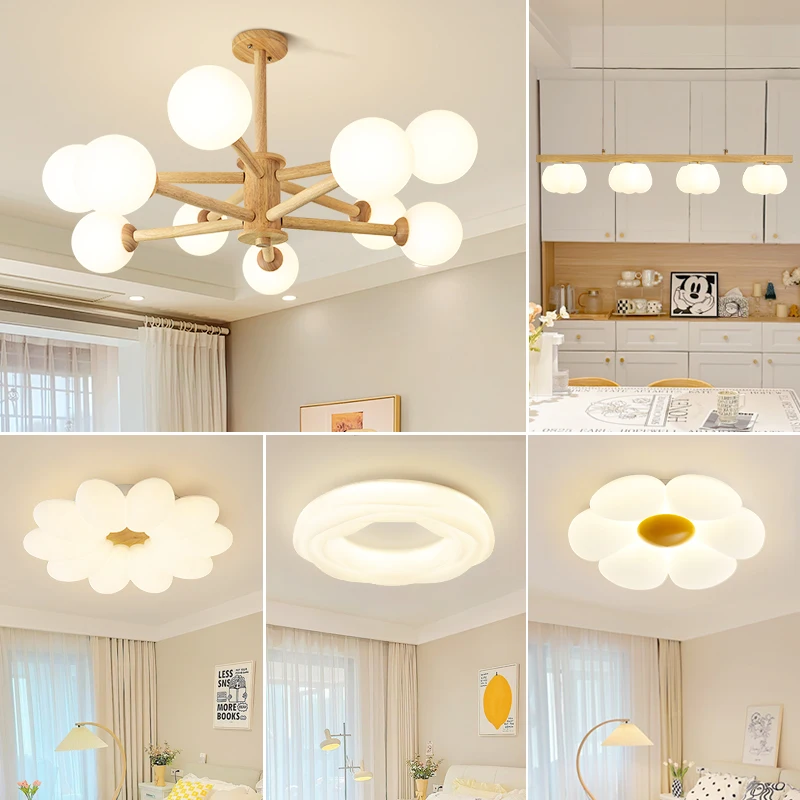 Whole house lighting package combination log cream wind living room main light atmosphere home bedroom dining room light magic
