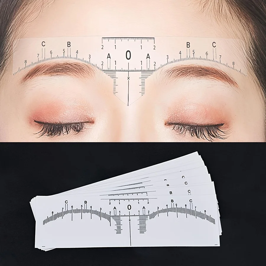 

50pcs/20pcs Disposable Eyebrow Straight Ruler Line Template, Adhesive Ruler, Eyebrow Template Transparent Sticky Eyebrow Ruler