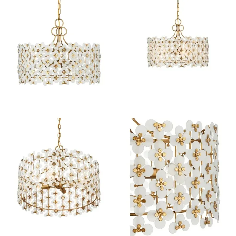 Modern Flower Shaped Ceramic Chandelier Antique Style for Living Room Bedroom